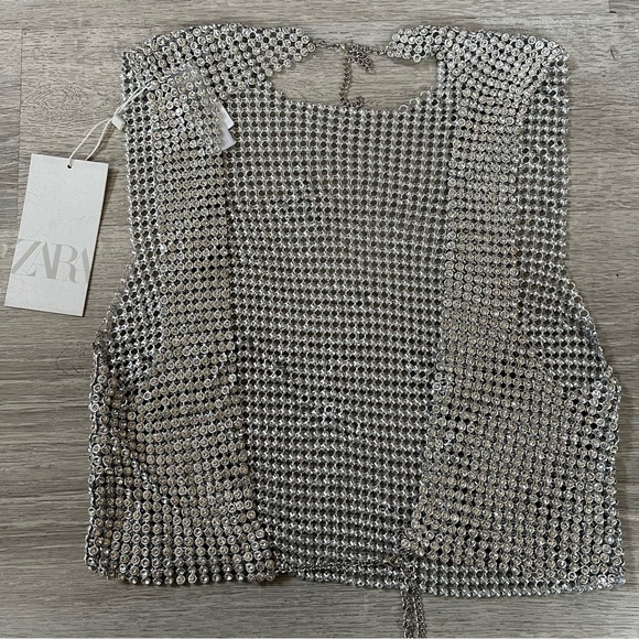 GORGEOUS ZARA NWT Open Back Rhinestone Top - Picture 13 of 14